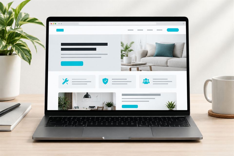 Laptop showing a clear small-business website layout